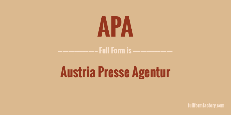 APA Full Form Meaning FullForm Factory