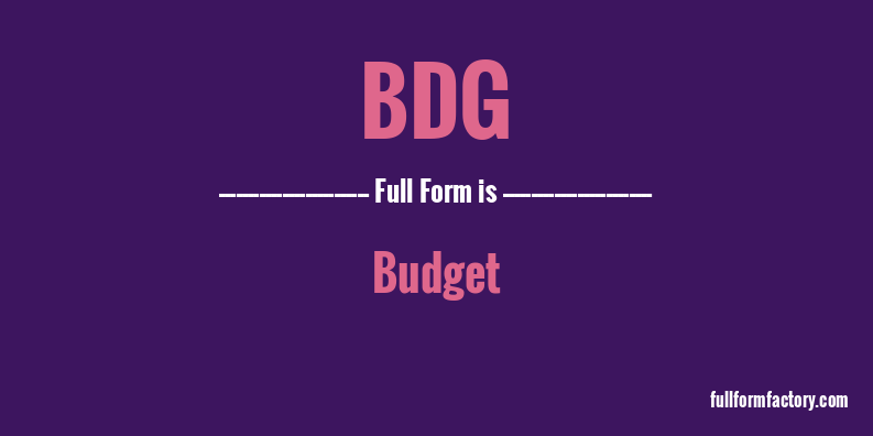 bdg-full-form
