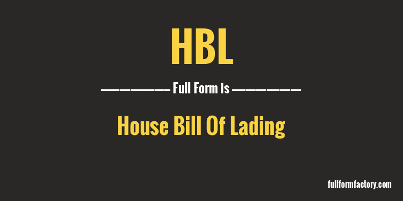 hbl-full-form