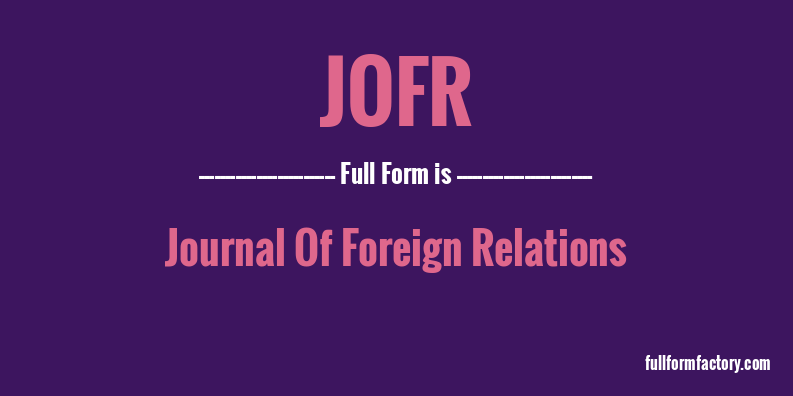 jofr-full-form