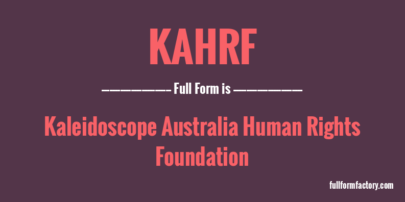 kahrf-full-form