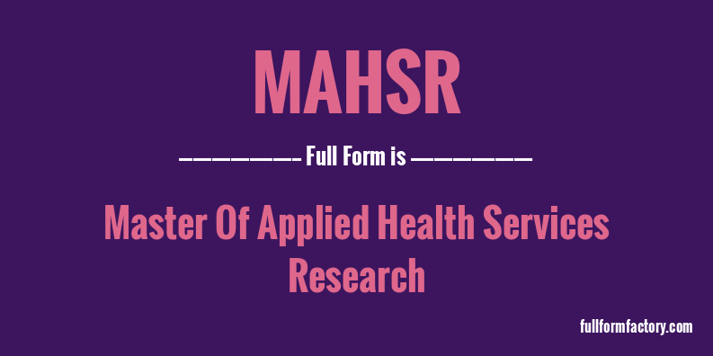 mahsr-full-form