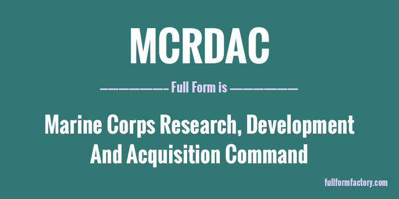 mcrdac-full-form
