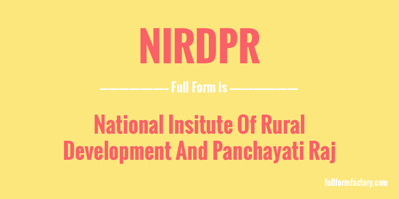 nirdpr-full-form