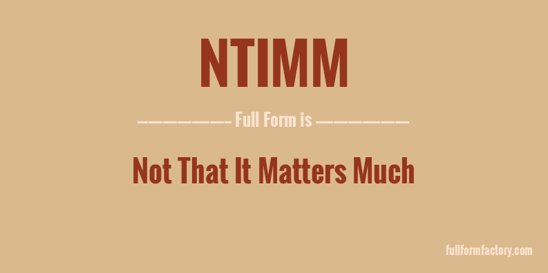 ntimm-full-form