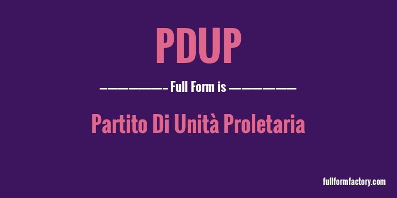 pdup-full-form