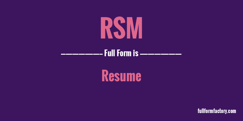 rsm-full-form