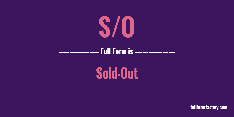 s/o-full-form