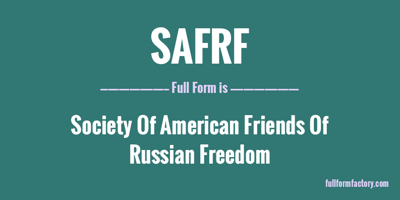 safrf-full-form