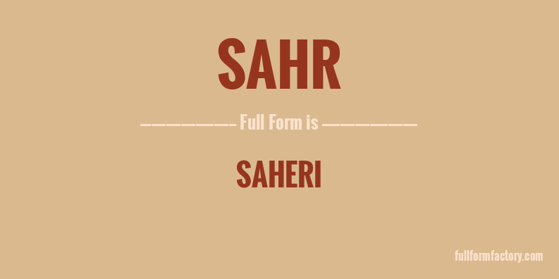 sahr-full-form