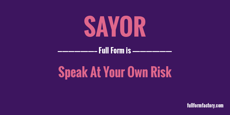 sayor-full-form