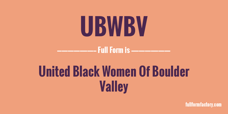 ubwbv-full-form